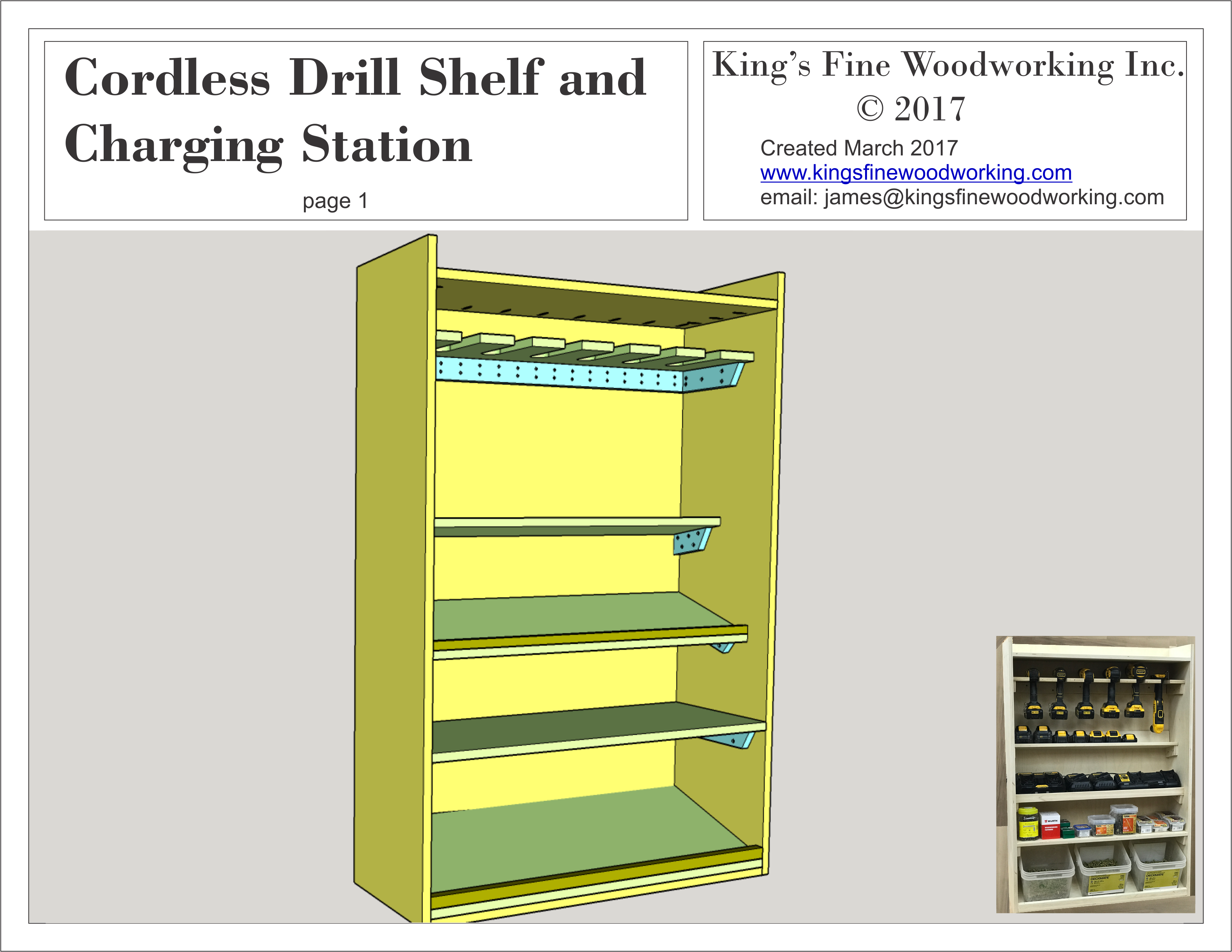 Plans for the Cordless Drill Shelf and Charging Station King s