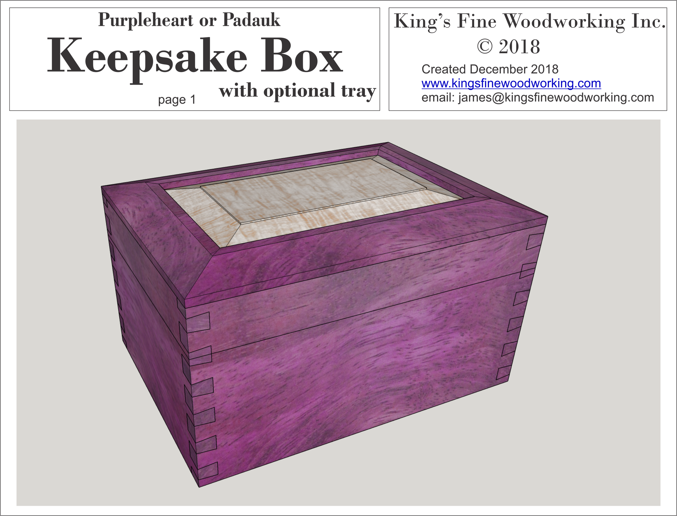 Keepsake Box Plans Including Optional Insert Trays