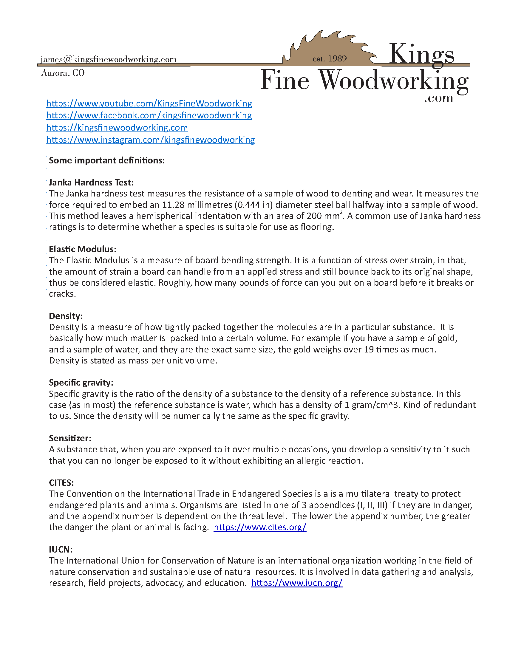 Exotic Lumber Info Pages