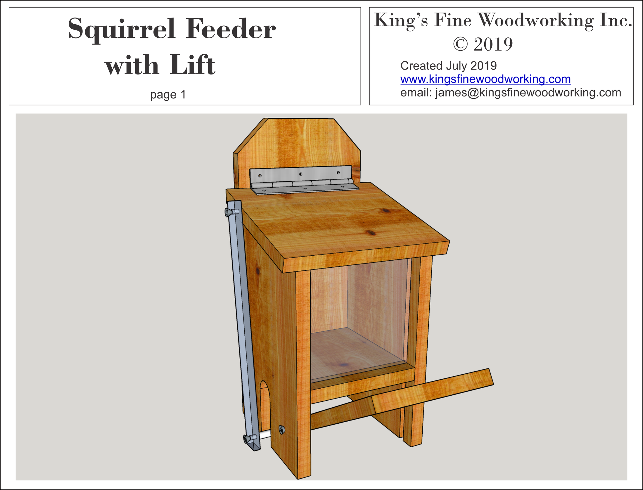 Squirrel Feeder with lid lift Kings Fine Woodworking