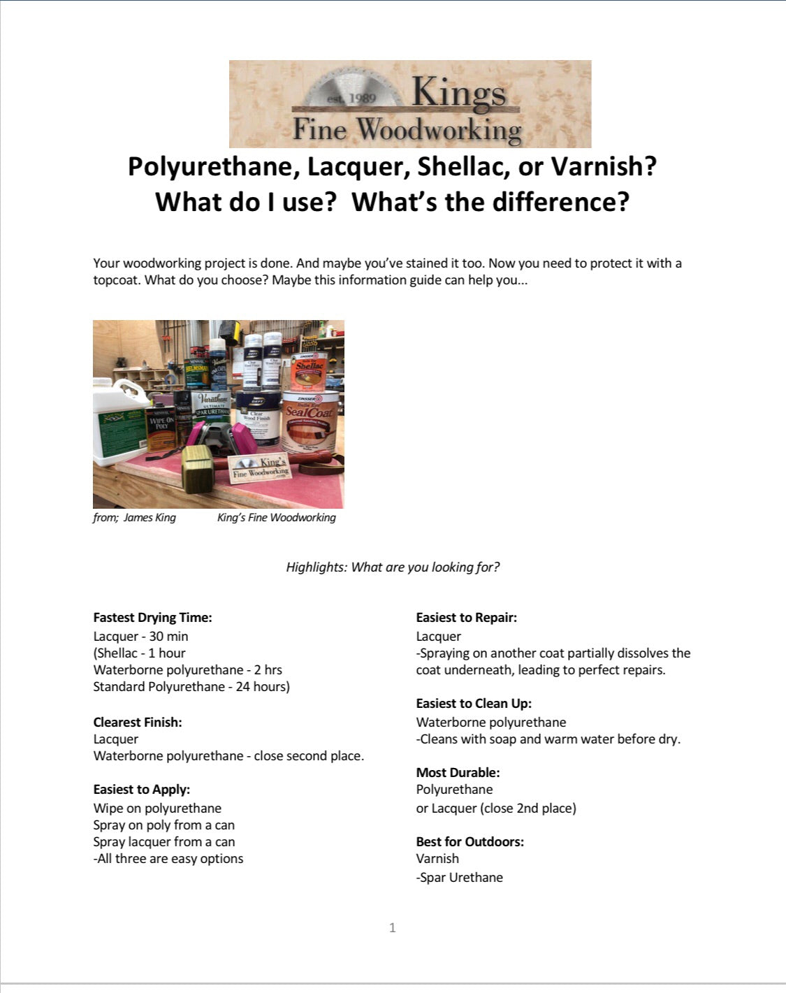 Polyurethane, Lacquer, Shellac, or Varnish?  What do I use?  What’s the difference?