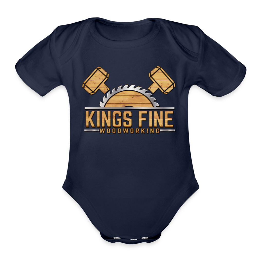 Organic Short Sleeve Baby Bodysuit - dark navy