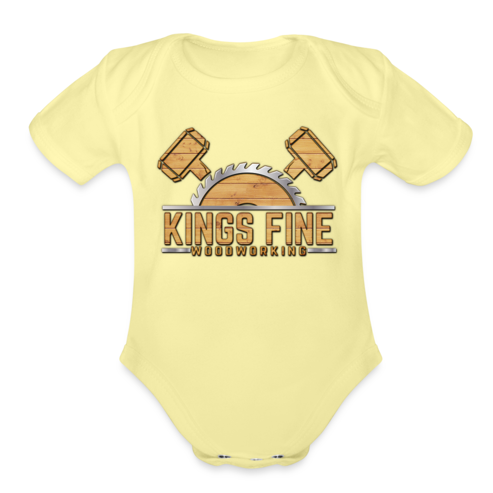 Organic Short Sleeve Baby Bodysuit - washed yellow