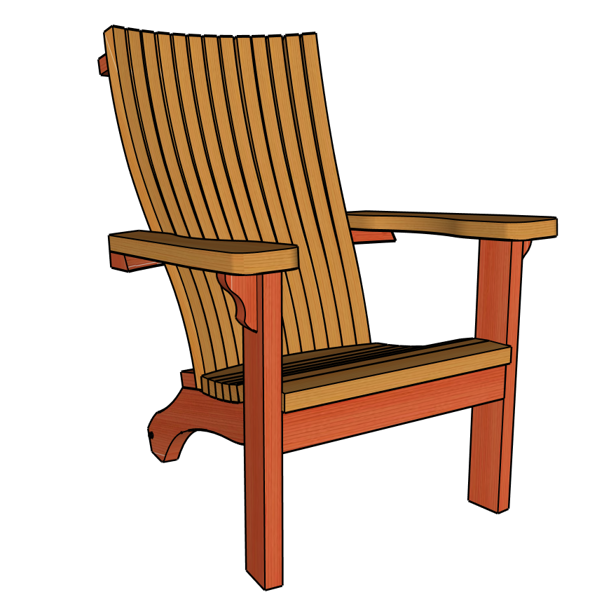 Classic Adult Adirondack Chair Baltic Birch Wood Templates, CNC cut.