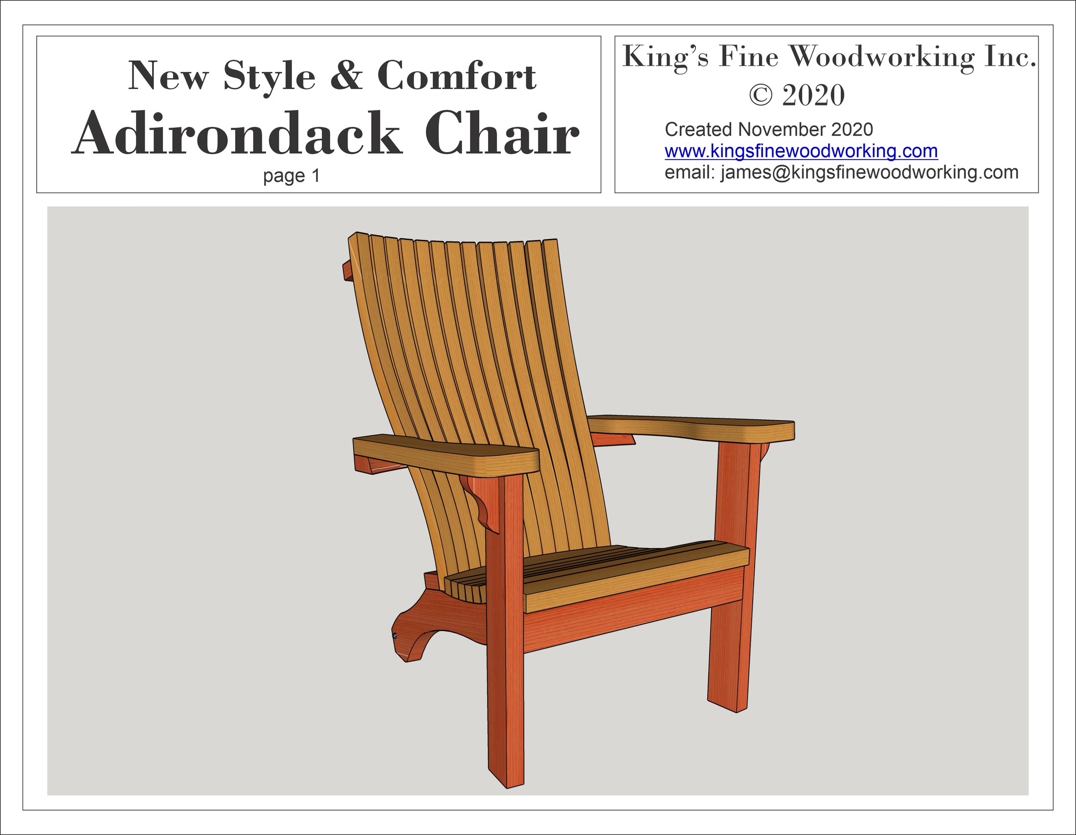COMPLETE BUILD KIT! Classic Adirondack Chair Kit with Cardstock Templates