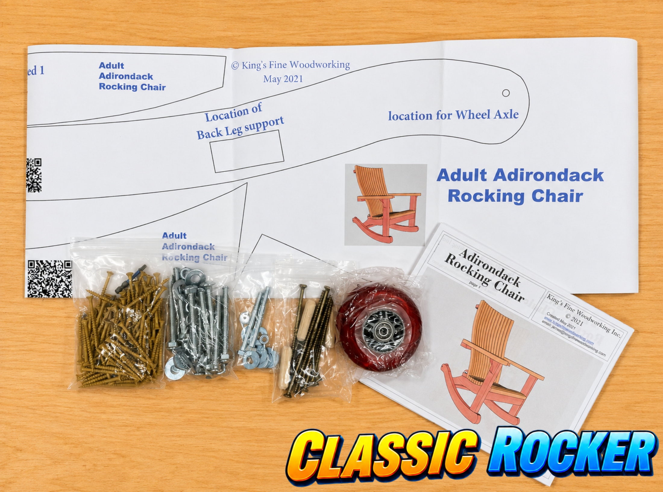 COMPLETE BUILD KIT! Classic Adirondack ROCKER Kit with Cardstock Templates