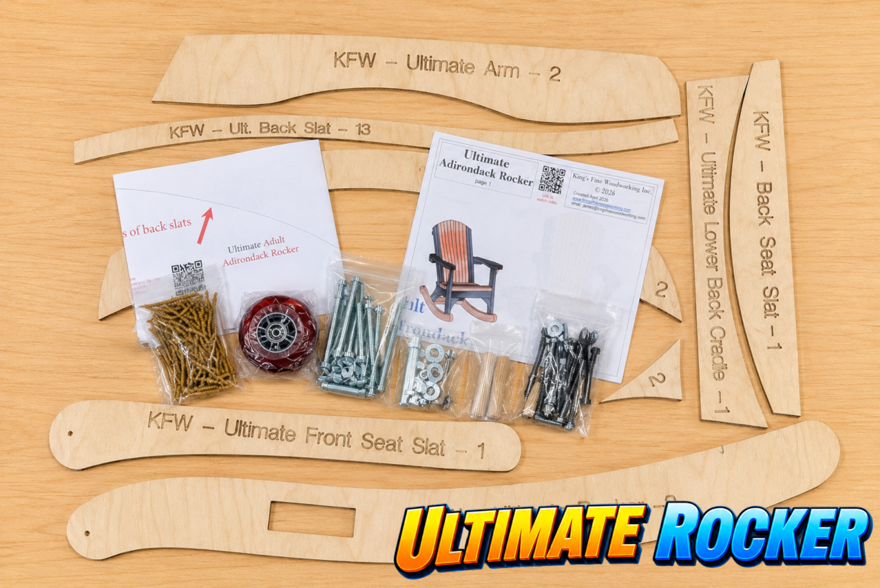 COMPLETE BUILD KIT! Ultimate Adirondack Rocker Kit with Baltic Birch Templates