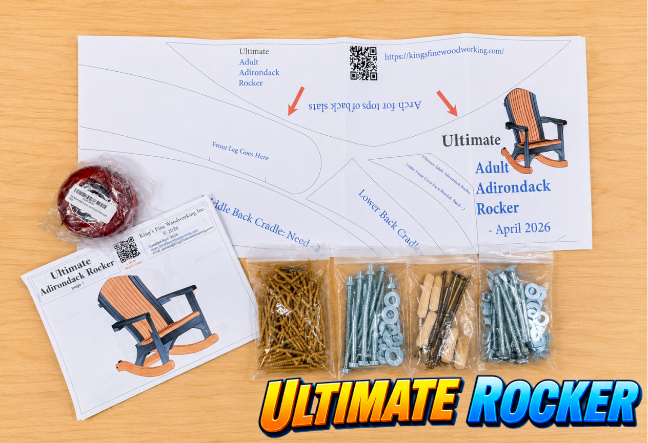 COMPLETE BUILD KIT! Ultimate Adirondack ROCKER Kit with Cardstock Templates