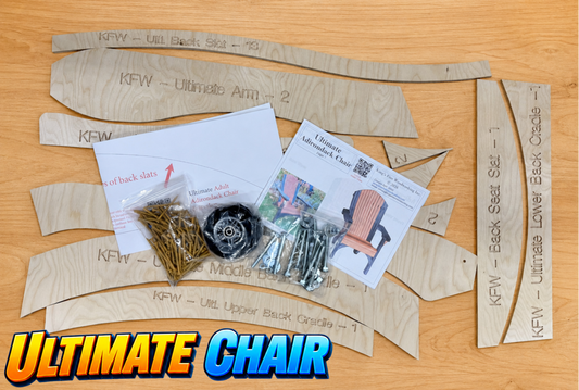 COMPLETE BUILD KIT! Ultimate Adirondack Chair Kit with Baltic Birch Templates
