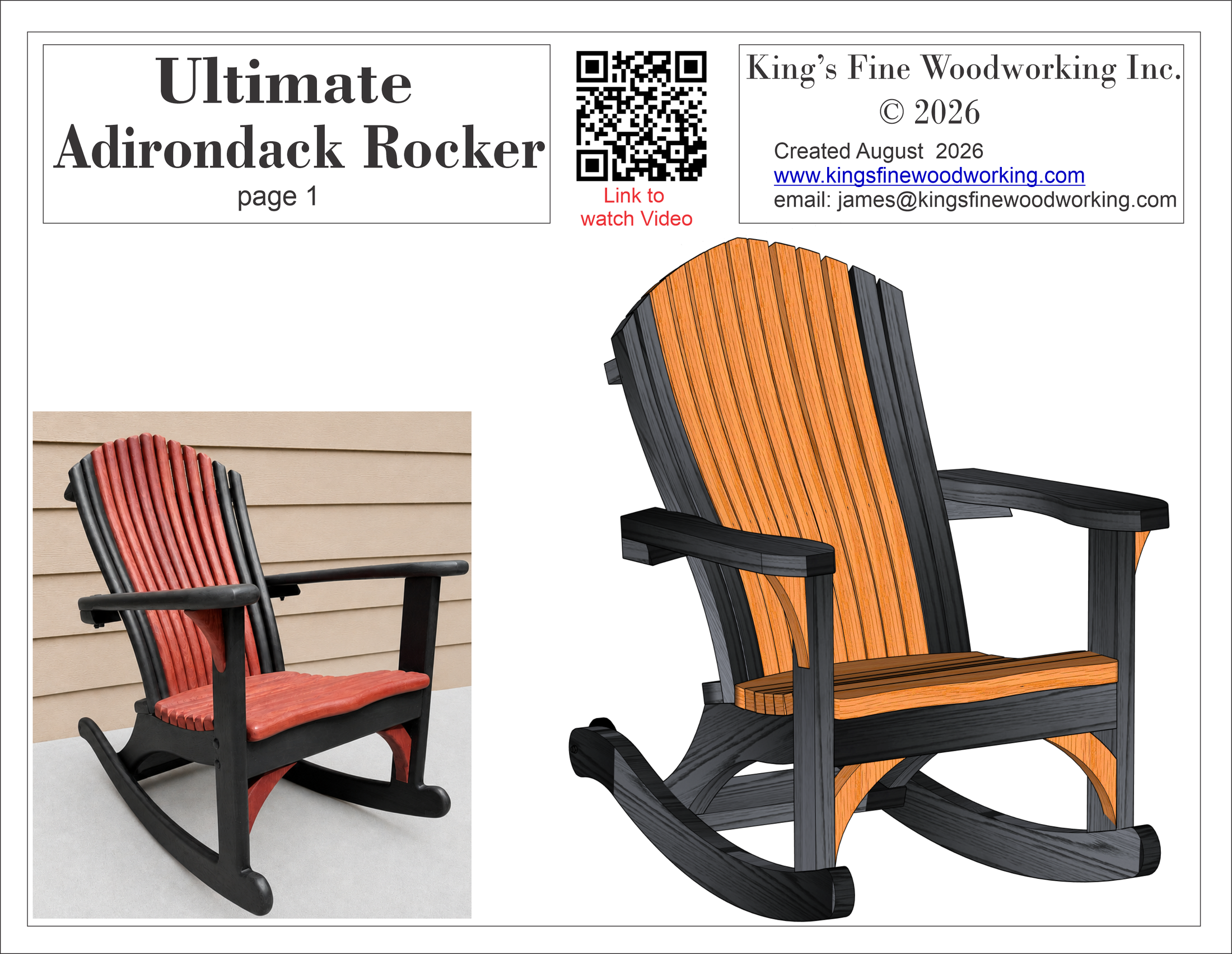 COMPLETE BUILD KIT! Ultimate Adirondack ROCKER Kit with Cardstock Templates