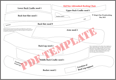 Kids Rocking Chair Adirondack Style - Templates for Download; PDF File Only