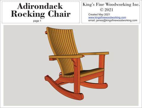 Rocking Chair, Adirondack Style 3-D Plans