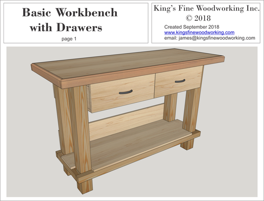 Basic Workbench with Drawers 3D Plans
