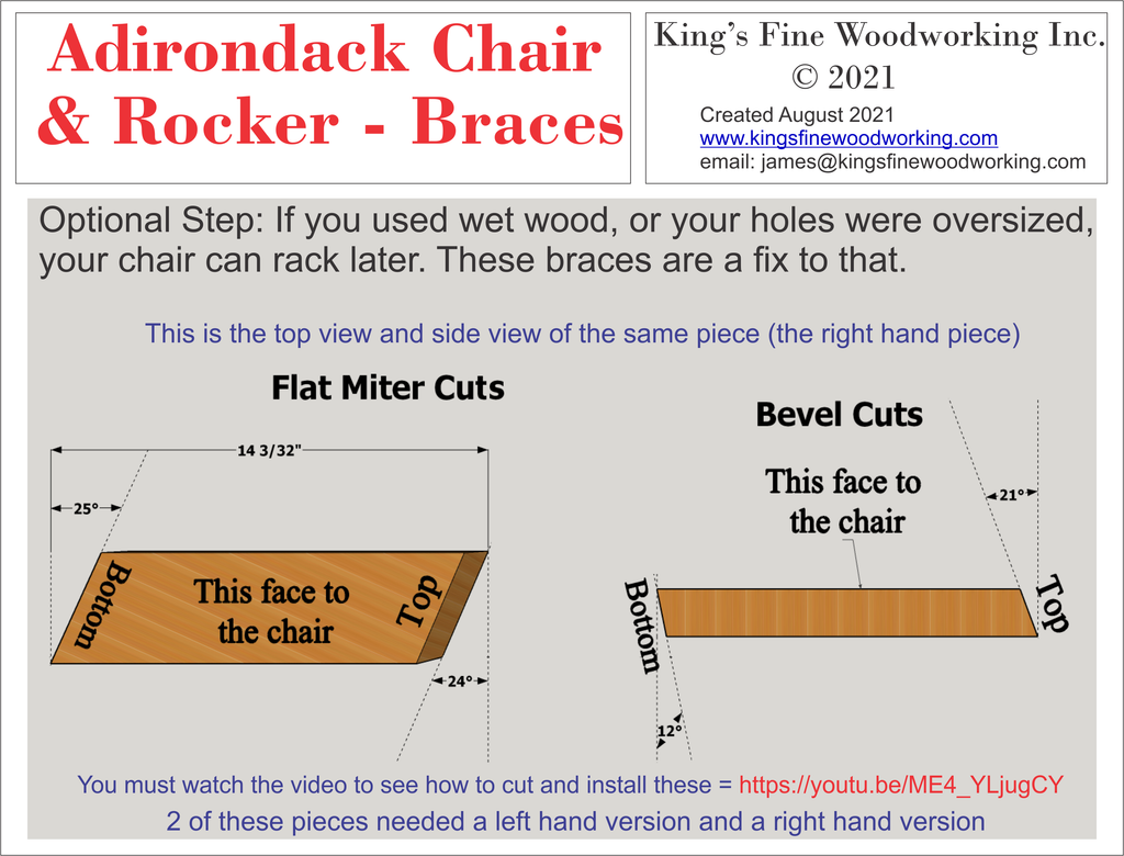 Adirondack Braces for Racking Prevention – King's Fine Woodworking Inc