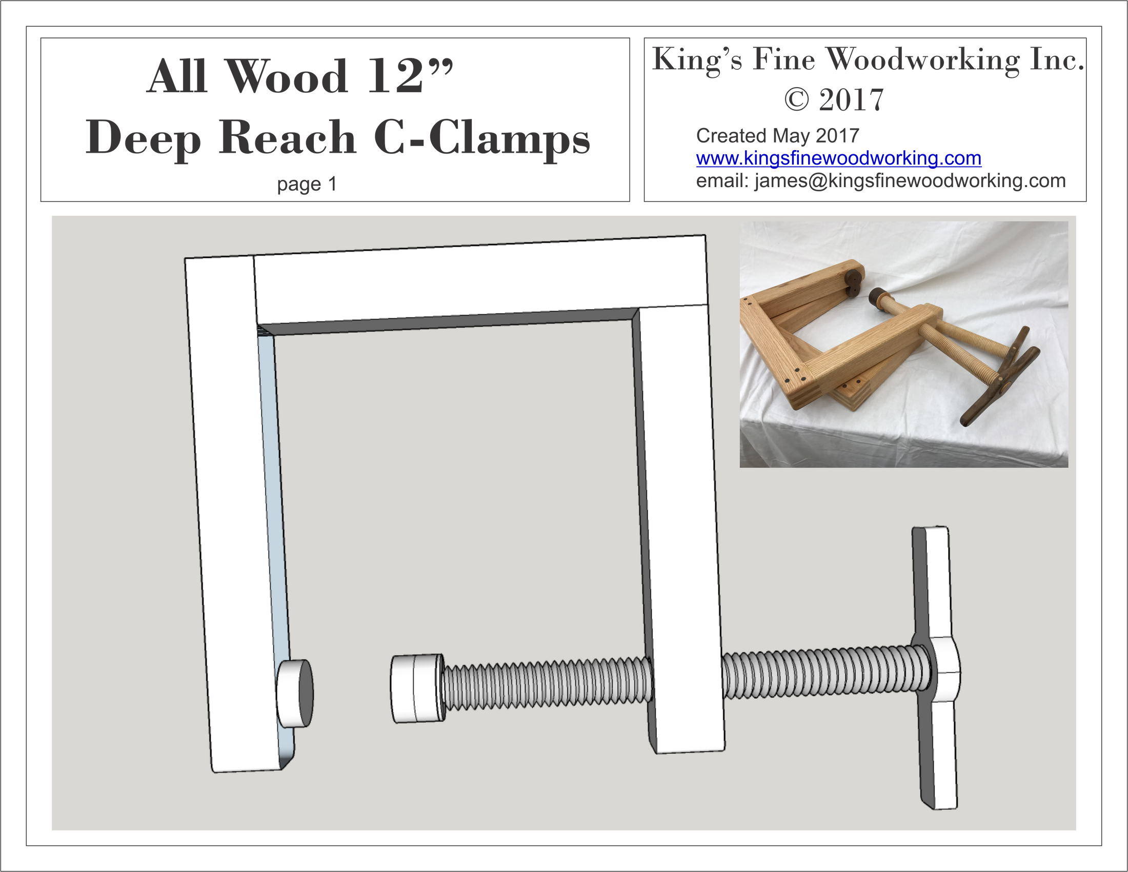 Plans for Deep Reach C-Clamp 12" All Wood