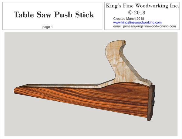 Table Saw Push Stick Measured Drawing ~ FREE