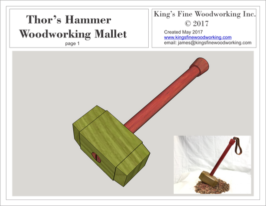 Plans for Woodworking Mallet in the Style of Thor's Hammer, Mjolnir