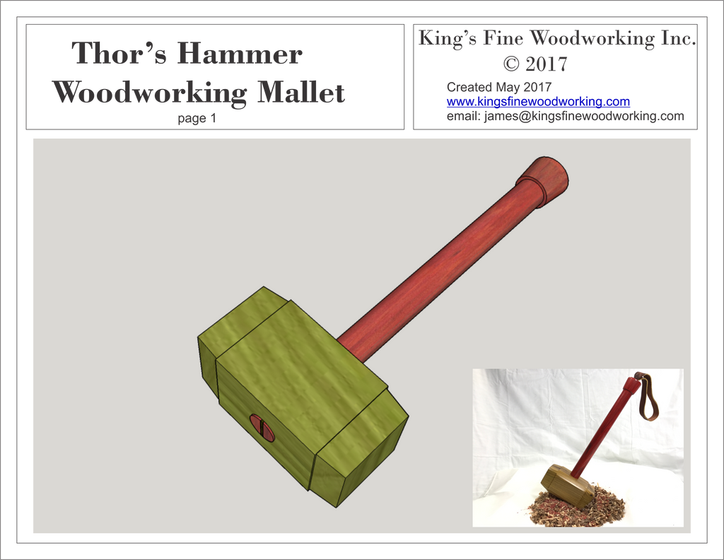 Plans for Woodworking Mallet in the Style of Thor's Hammer, Mjolnir