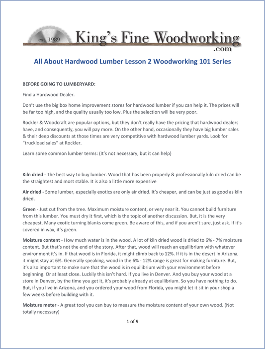 All About Hardwood Lumber Information Packet, in PDF Format